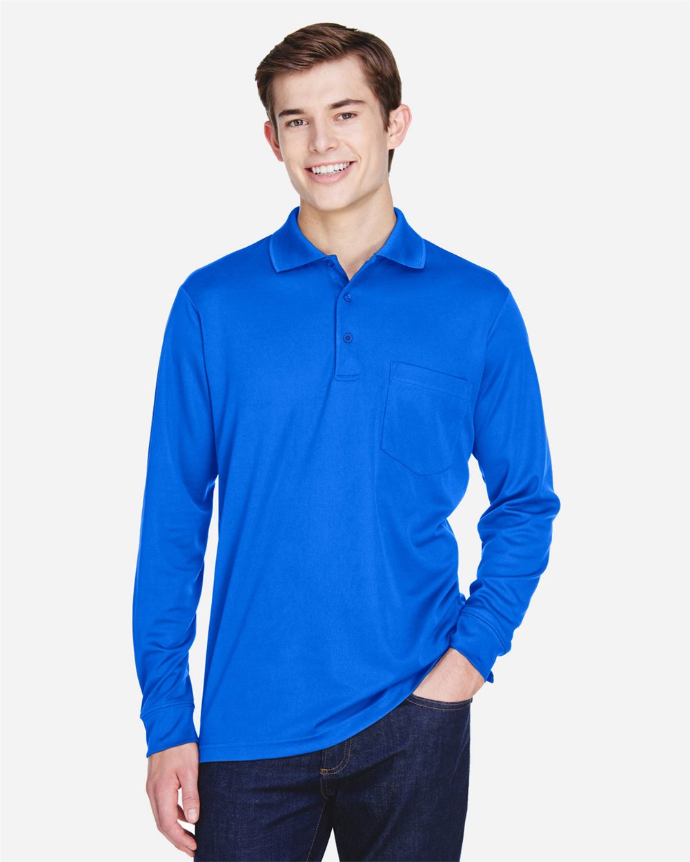 Men's Pinnacle Performance Long Sleeve Piqué Polo with Pocket