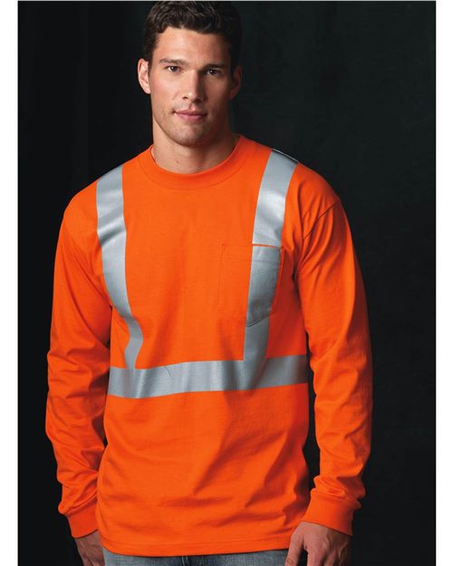 Unisex USA-Made High Visibility Long Sleeve Pocket T-Shirt Image 1