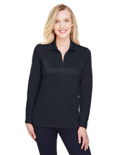 Women's CrownLux Performance® Plaited Long Sleeve Polo Image 1