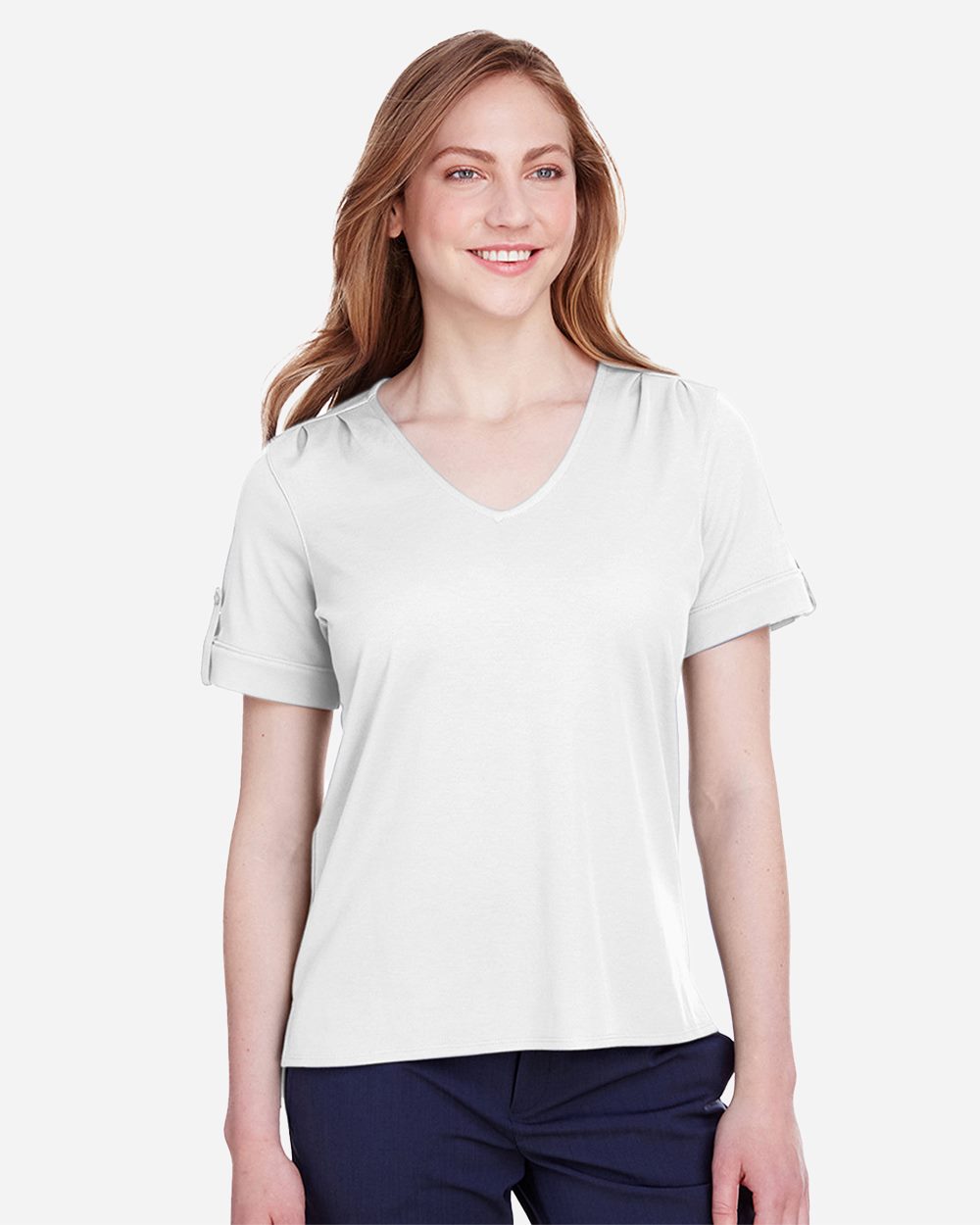Women's CrownLux Performance® Plaited Rolled Sleeve Shirt