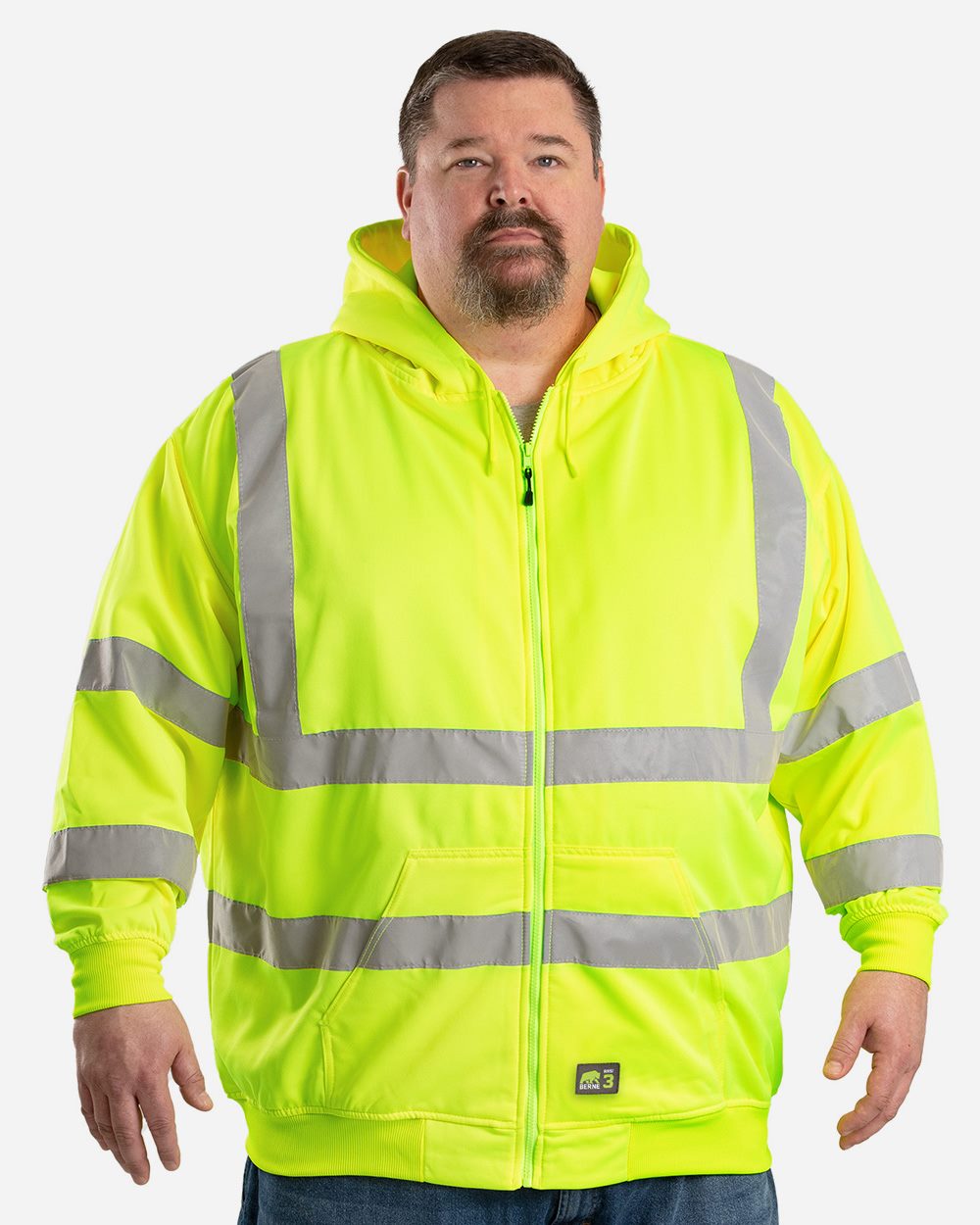 Men's Tall Hi-Vis Class 3 Lined Full-Zip Hooded Sweatshirt