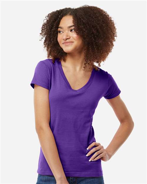 Women's Fine Jersey V-Neck T-Shirt Image 10