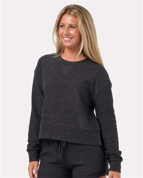 Women's Rib Knit Corded Boxy Crewneck Sweatshirt