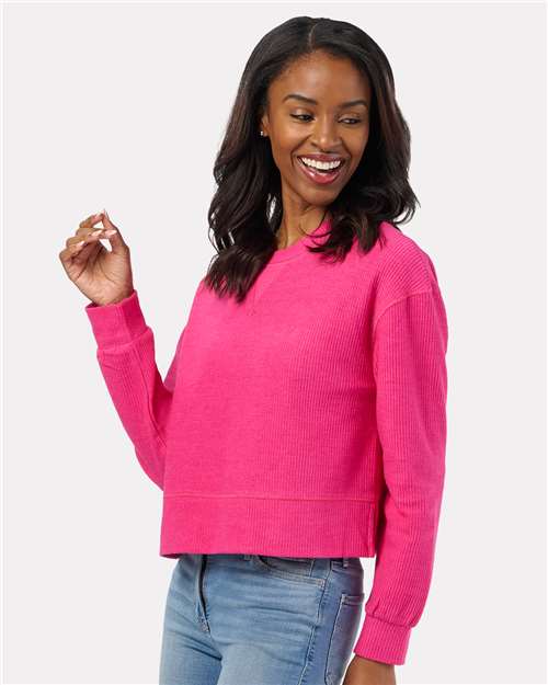 Women's Ribbed Knit Cropped Boxy Crew Image 3