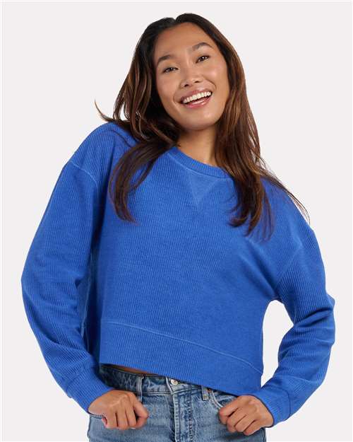 Women's Ribbed Knit Cropped Boxy Crew Image 4