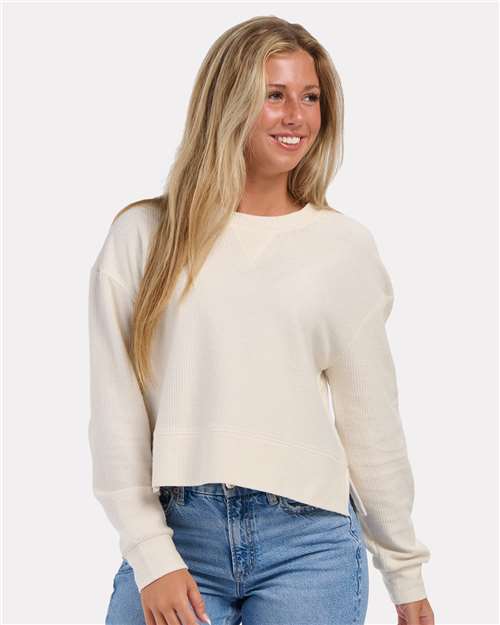 Women's Ribbed Knit Cropped Boxy Crew Image 5