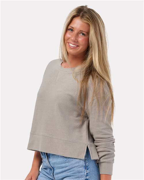 Women's Ribbed Knit Cropped Boxy Crew Image 8