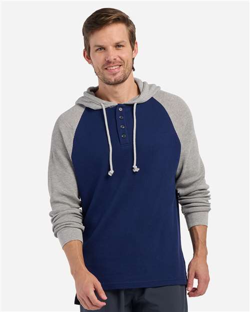 Unisex Waffle Knit Pullover Hooded Long Sleeve T-Shirt Image 4