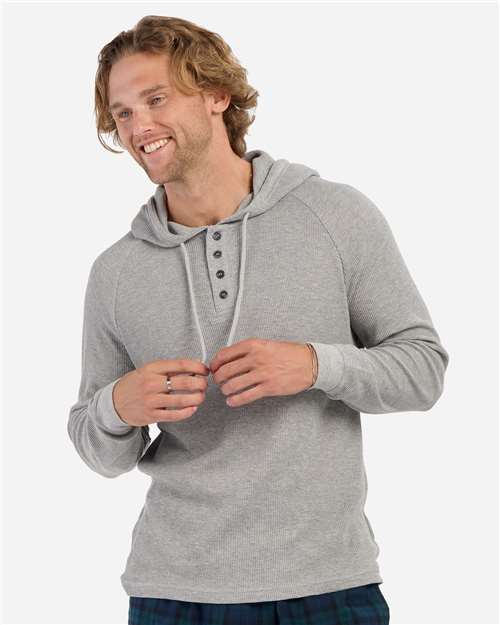 Unisex Waffle Knit Pullover Hooded Long Sleeve T-Shirt Image 5