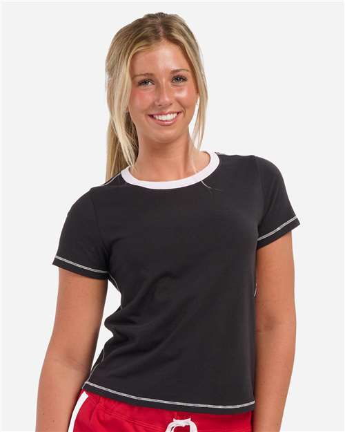 Women's Contrast Stitch Baby Tee Image 2