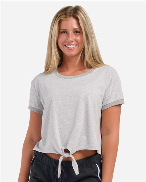 Women's Striped Tie Front T-Shirt Image 4