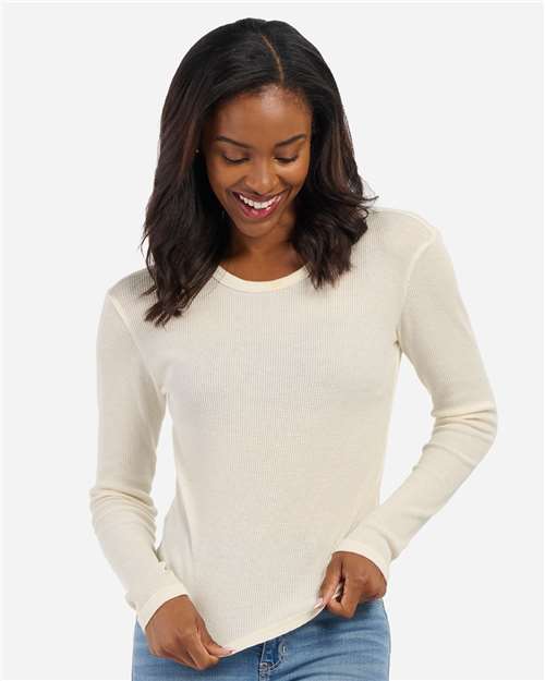 Women's Waffle Knit Baby Long Sleeve T-Shirt Image 3