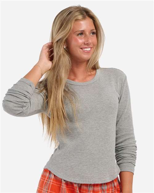 Women's Waffle Knit Baby Long Sleeve T-Shirt Image 5
