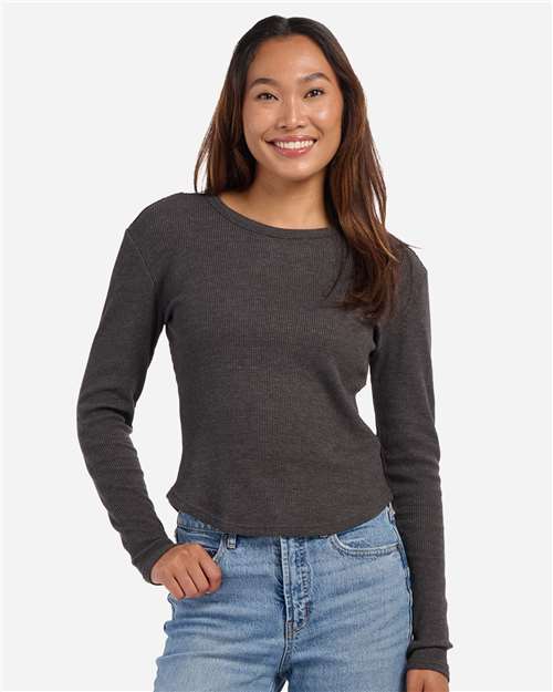 Women's Waffle Knit Baby Long Sleeve T-Shirt Image 2
