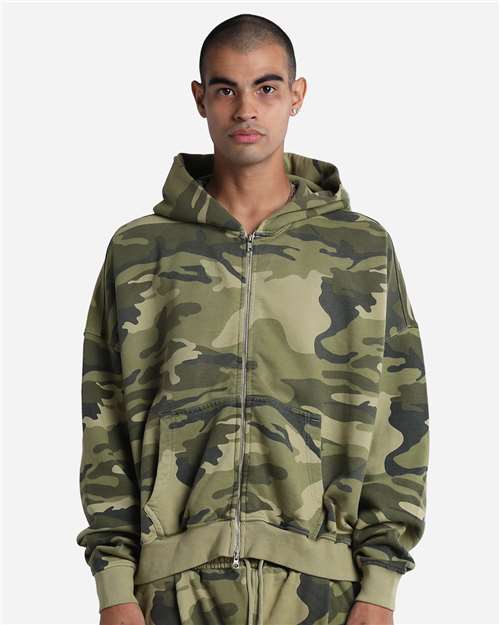 Unisex Garment-Dyed Cropped Full-Zip Hoodie Sweatshirt