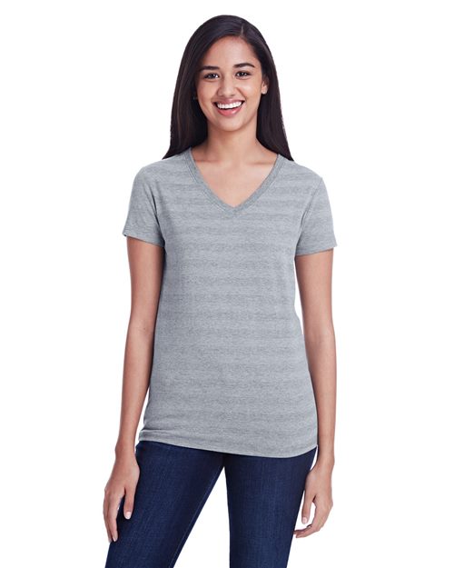 Women's Invisible Stripe V-Neck T-Shirt Image 1