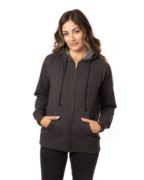 Women's Heathered Full-Zip Hooded Sweatshirt Image 1