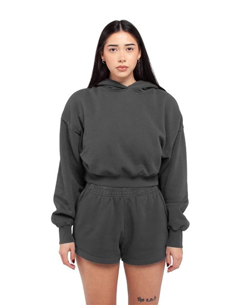 Women's Garment-Dyed Crop Hooded Sweatshirt Image 1