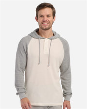 Unisex Waffle Knit Pullover Hooded Long Sleeve T-Shirt Image 1