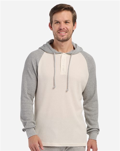 Unisex Waffle Knit Pullover Hooded Long Sleeve T-Shirt Image 1