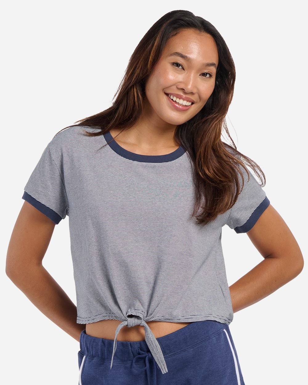 Women's Striped Tie Front T-Shirt