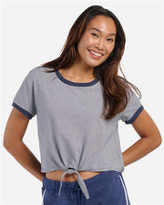 Women's Striped Tie Front T-Shirt Image 1