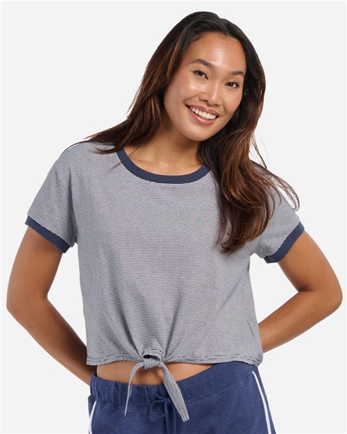Women's Striped Tie Front T-Shirt Image 1