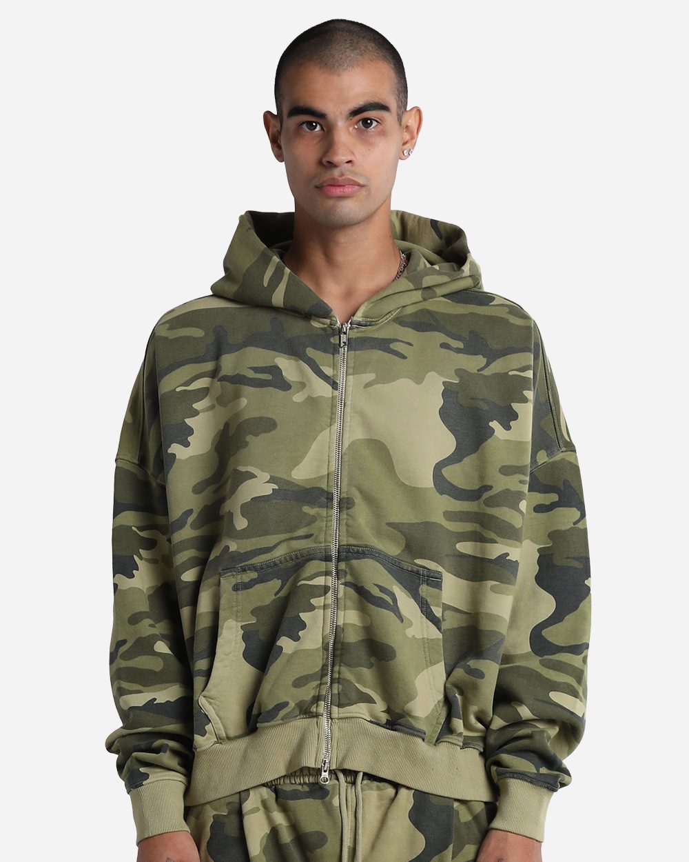 Unisex Garment-Dyed Cropped Full-Zip Hoodie Sweatshirt