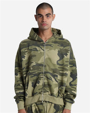 Unisex Garment-Dyed Cropped Full-Zip Hoodie Sweatshirt