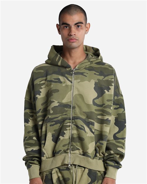 Unisex Garment-Dyed Cropped Full-Zip Hoodie Sweatshirt