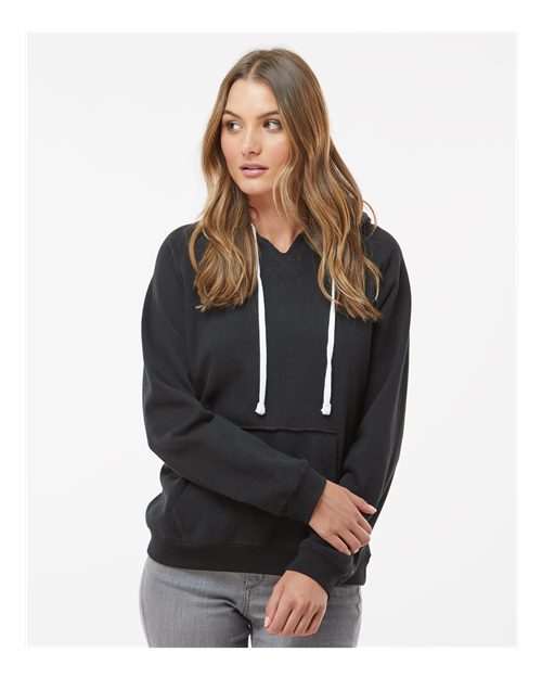 Women's Sueded V-Neck Hooded Sweatshirt Image 2
