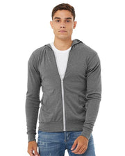 Unisex Triblend Lightweight Full-Zip Hooded Long Sleeve Tee Image 1
