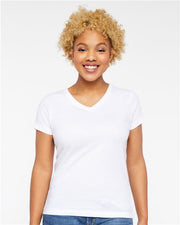 Women's Fine Jersey V-Neck Tee Image 1
