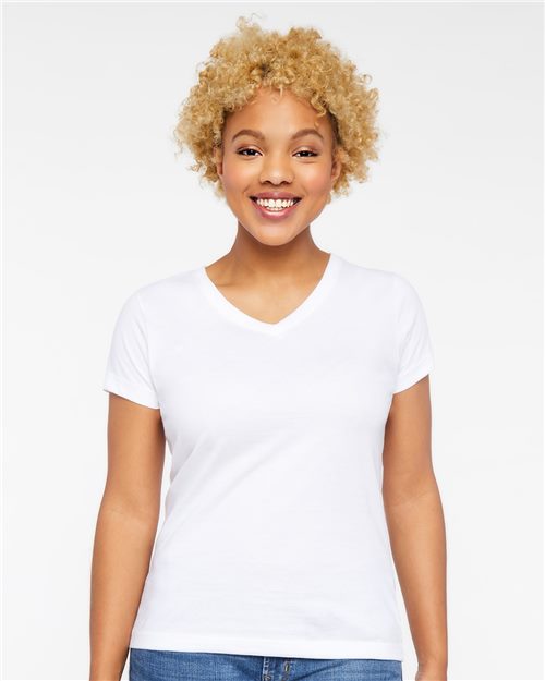 Women's Fine Jersey V-Neck Tee Image 1