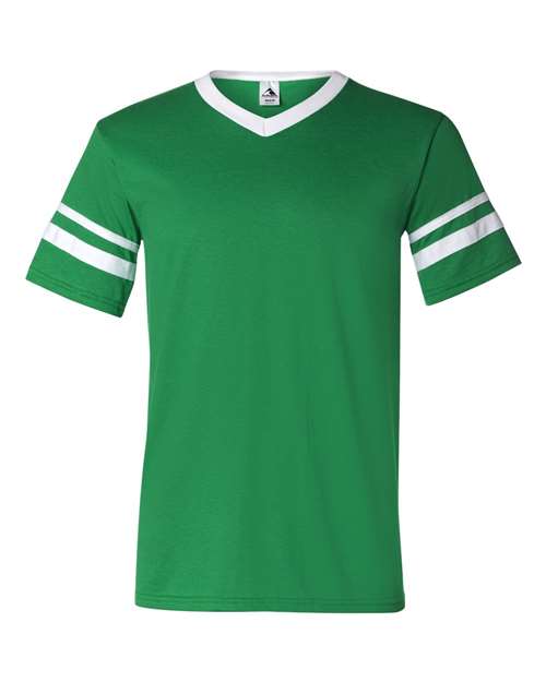 V-Neck Jersey with Striped Sleeves Image 3
