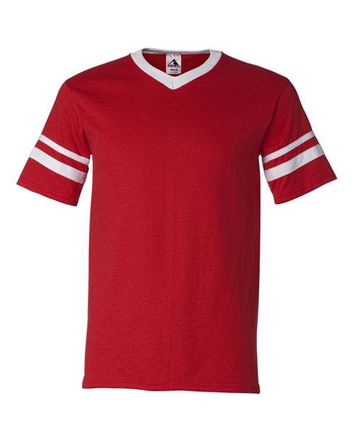V-Neck Jersey with Striped Sleeves Image 5