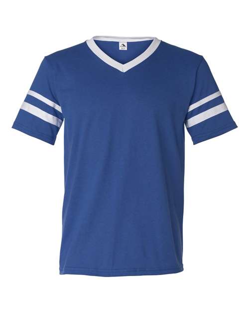 V-Neck Jersey with Striped Sleeves Image 6
