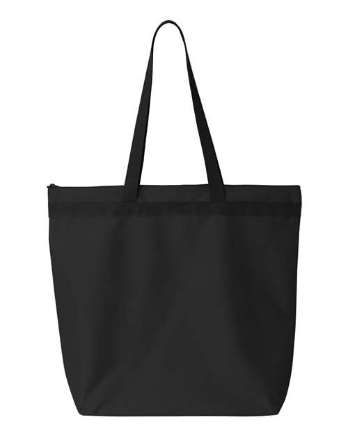 Black tote bag on a white background