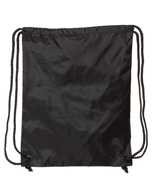 Black drawstring bag on a white background