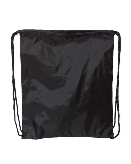 Black drawstring bag on a white background