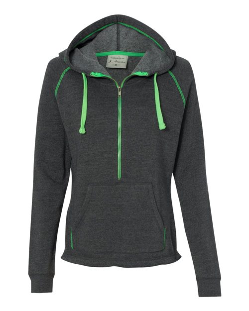 Women's Triblend Half-Zip Hooded Sweatshirt Image 1
