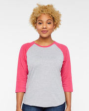 Women's Baseball Fine Jersey Three-Quarter Sleeve Tee