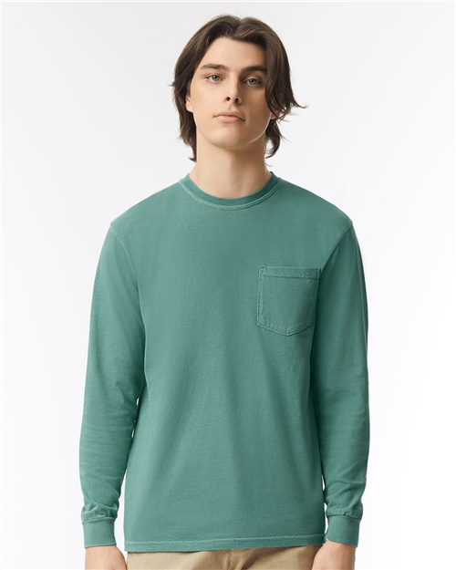 Unisex Garment-Dyed Heavyweight Long Sleeve Pocket T-Shirt Image 1