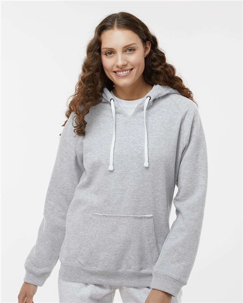 Women's Sueded V-Neck Hooded Sweatshirt Image 1