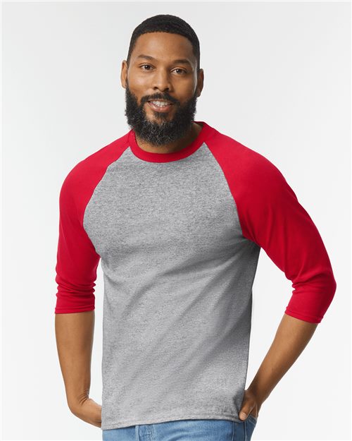 Unisex Heavy Cotton™ Raglan Three-Quarter Sleeve T-Shirt Image 1