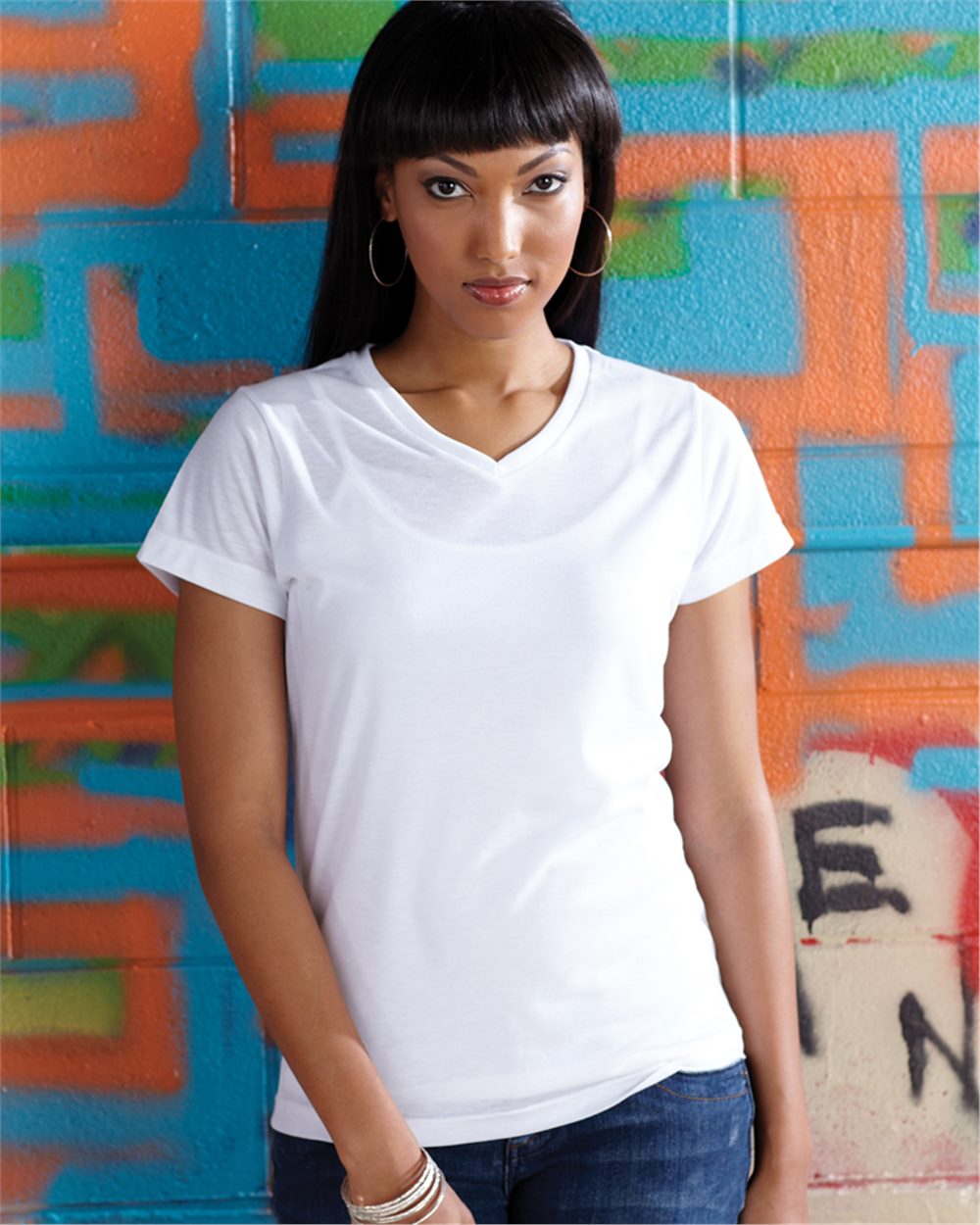 Women's Polyester Sublimation V-Neck Tee