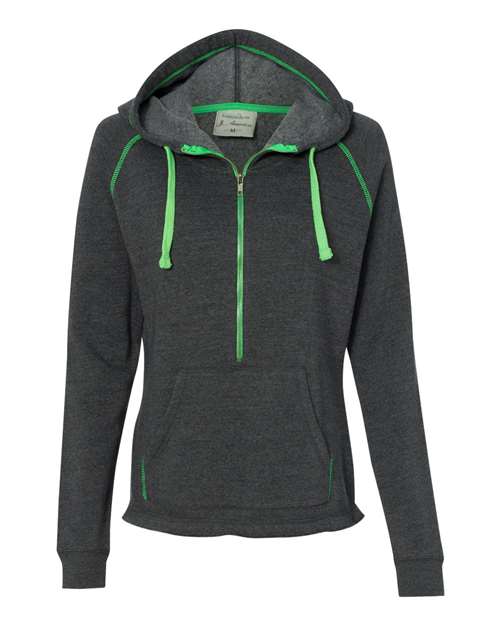 Women's Triblend Half-Zip Hooded Sweatshirt Image 2
