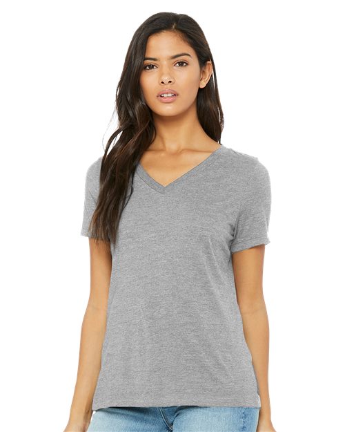 Women's Relaxed Heather CVC V-Neck Tee Image 1