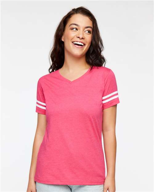 Women's Football V-Neck Fine Jersey Tee Image 7