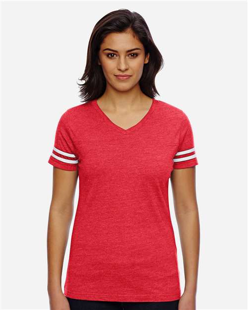 Women's Football V-Neck Fine Jersey Tee Image 8